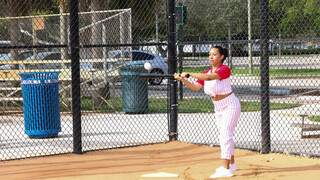 Sporty Busty Babe Takes a Big Bat - the best porn 24/7 on HOTSEXVIDEOS24.COM