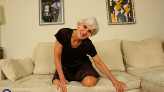  Skinny Granny Myra in Stockings and Bra  - the best porn 24/7 on HOTSEXVIDEOS24.COM